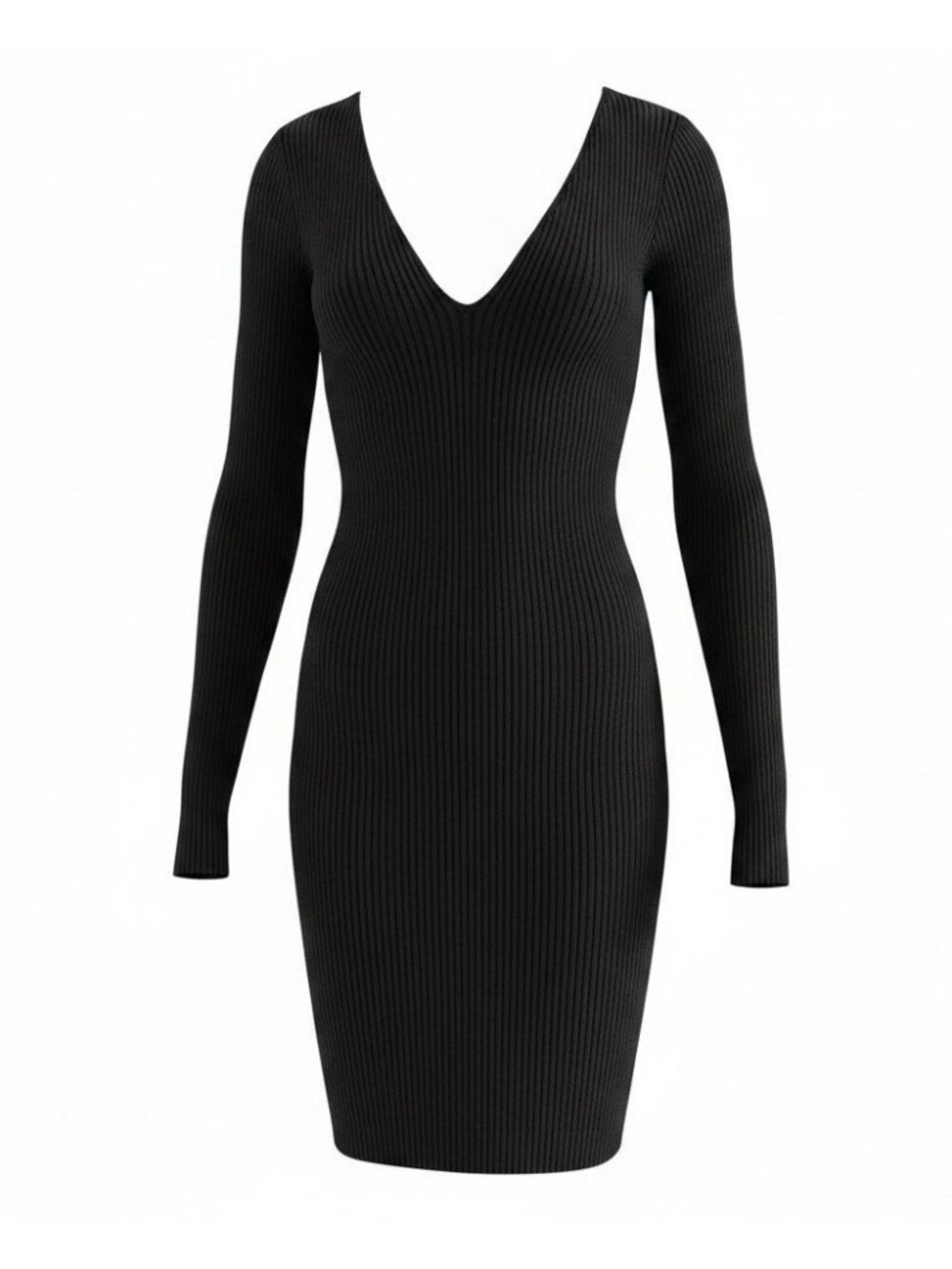 Gauge 81 Black Ribbed Knit Dress Womens Small NWT Bodycon Long Sleeve Minimalist